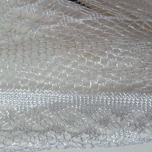 Fishnet Open Weave Long Fringed Scarf Wrap White 27" x 61" Formal Wedding - Picture 11 of 15